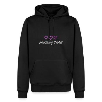 fishing team herzchen - Männer Premium Bio Hoodie - Schwarz - Vorne - Nico (187cm)