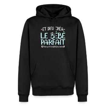 Et dieu créa le bébé parfait body mignon naissance - Sweat à capuche Premium bio Homme - noir - Devant - Nico (187cm)