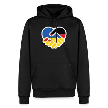 Cœur Solidaire Allemagne Ukraine - Sweat à capuche Premium bio Homme - noir - Devant - Nico (187cm)