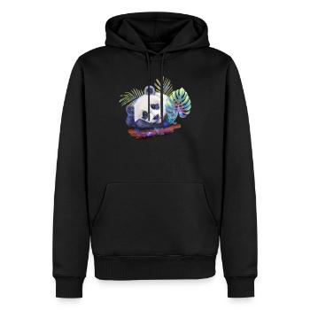 Panda - Männer Premium Bio Hoodie - Schwarz - Vorne - Nico (187cm)