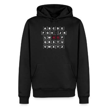 ABC Blanc avec premier mot - NON en rouge - Sweat à capuche Premium bio Homme - noir - Devant - Nico (187cm)