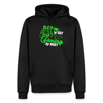Sleeping By Day Gaming By Night - Men’s Premium Organic Hoodie - black - Front - Nico (187cm)