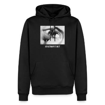 Augenkontakt Schwarzweiß - Männer Premium Bio Hoodie - Schwarz - Vorne - Nico (187cm)