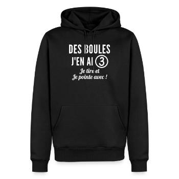 pétanque, fan de pétanque, club de pétanque - Sweat à capuche Premium bio Homme - noir - Devant - Nico (187cm)