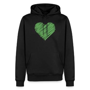 Grünes Skizzenherz - Männer Premium Bio Hoodie - Schwarz - Vorne - Nico (187cm)
