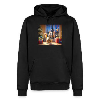 Cartoon Frohe Weihnachten Katze Geschenk - Männer Premium Bio Hoodie - Schwarz - Vorne - Nico (187cm)