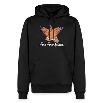 Feine Feine Feinste Elegante Zeiger - Männer Premium Bio Hoodie - Schwarz - Vorne - Nico (187cm)