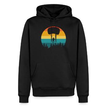 Fallschirmspringer Silhouette Retro Natur - Männer Premium Bio Hoodie - Schwarz - Vorne - Nico (187cm)