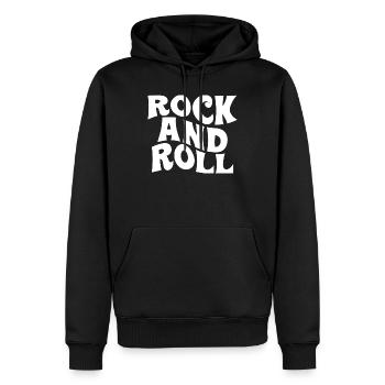 Conception typographique rock and roll audacieuse - Sweat à capuche Premium bio Homme - noir - Devant - Nico (187cm)