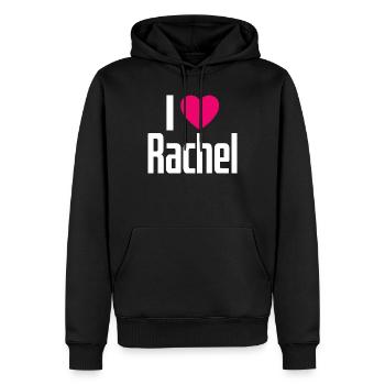 J’aime Rachel Coeur Rose J’aime Rachel - Sweat à capuche Premium bio Homme - noir - Devant - Nico (187cm)