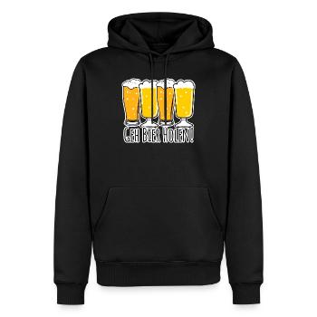 Geh Bier holen! - Männer Premium Bio Hoodie - Schwarz - Vorne - Nico (187cm)