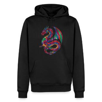 Fantasme de la Mosaïque de Dragon en Vitrail - Sweat à capuche Premium bio Homme - noir - Devant - Nico (187cm)