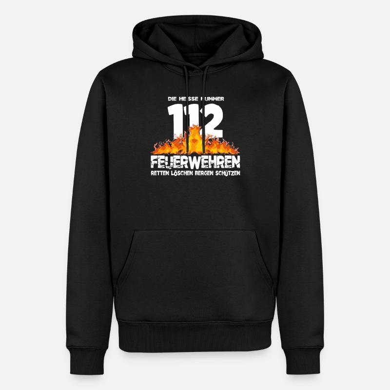 Pompiers 112 le numéro chaud - Sweat à capuche Premium bio Homme - noir
