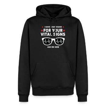 Humour Radiologue Vision X-Ray Signes Vitaux - Sweat à capuche Premium bio Homme - noir - Devant - Nico (187cm)