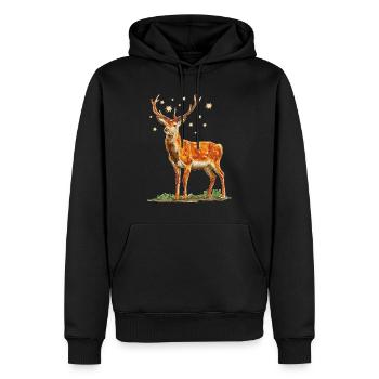 Hirsch mit Sternen - Männer Premium Bio Hoodie - Schwarz - Vorne - Nico (187cm)