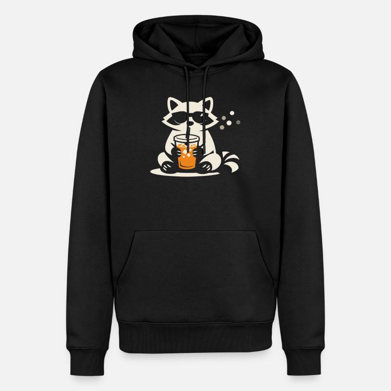 Waschbär Eiskaffee Lustig Geschenk Sommer - Männer Premium Bio Hoodie - Schwarz