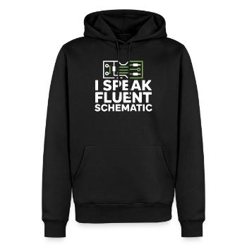 Je parle couramment la technologie des schémas circuités - Sweat à capuche Premium bio Homme - noir - Devant - Nico (187cm)