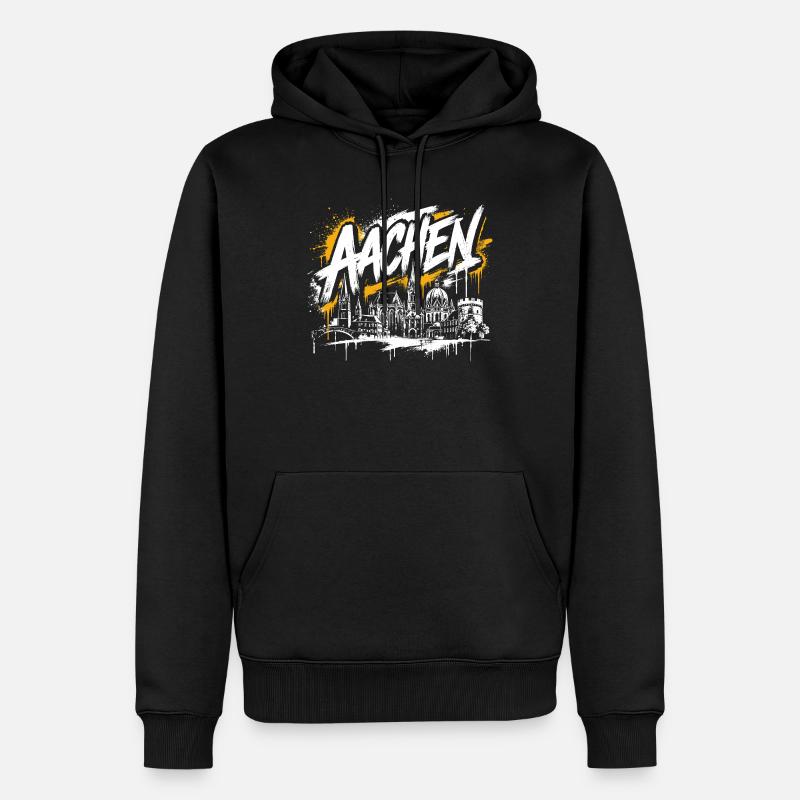 München Graffiti Skyline - Männer Premium Bio Hoodie - Schwarz