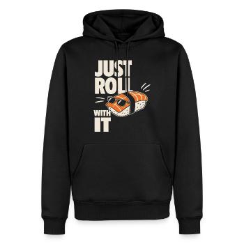 Just Roll With It Sushi Motiv - Männer Premium Bio Hoodie - Schwarz - Vorne - Nico (187cm)