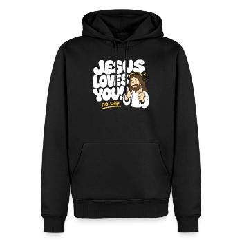 Jesus Loves You No Cap - Men’s Premium Organic Hoodie - black - Front - Nico (187cm)