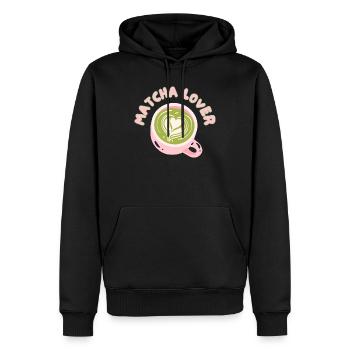 Matcha Lover Cup Heart Latte - Sweat à capuche Premium bio Homme - noir - Devant - Nico (187cm)