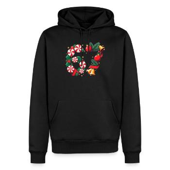 67 Candy Peppermint Christmas Wreath six seven - Men’s Premium Organic Hoodie - black - Front - Nico (187cm)