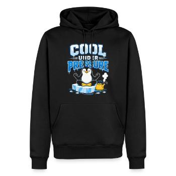 Cool Under Pressure Pinguin Meditation - Männer Premium Bio Hoodie - Schwarz - Vorne - Nico (187cm)