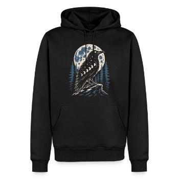 Nordischer Rabe mit Mondphasen Symbol - Männer Premium Bio Hoodie - Schwarz - Vorne - Nico (187cm)