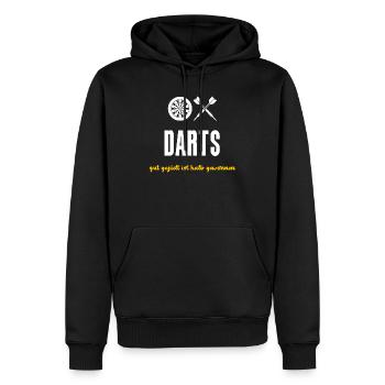 Darts Dartscheibe Pfeile Gut gezielt - Männer Premium Bio Hoodie - Schwarz - Vorne - Nico (187cm)