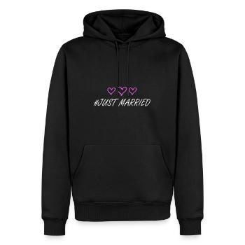 Coeurs de mariage juste mariés - Sweat à capuche Premium bio Homme - noir - Devant - Nico (187cm)