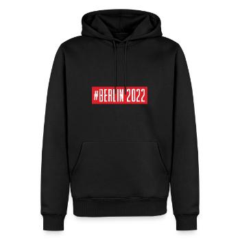 Berlin 2022 - Sweat à capuche Premium bio Homme - noir - Devant - Nico (187cm)