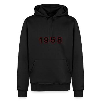 Numéro de l’année 1958 - Sweat à capuche Premium bio Homme - noir - Devant - Nico (187cm)