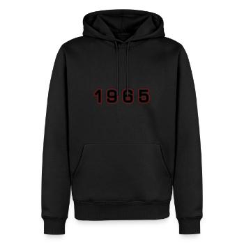 Numéro de l’année 1965 - Sweat à capuche Premium bio Homme - noir - Devant - Nico (187cm)