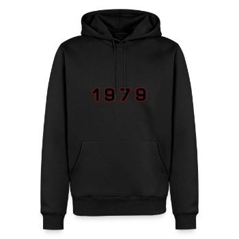 Numéro d’année 1979 - Sweat à capuche Premium bio Homme - noir - Devant - Nico (187cm)