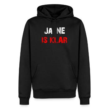 Ja ne is klar - Männer Premium Bio Hoodie - Schwarz - Vorne - Nico (187cm)