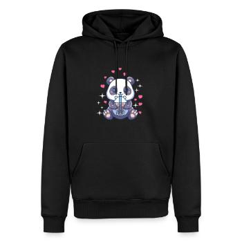 Kawaii Panda Baby Bär Boba Tee Blase Tee Mädchen - Männer Premium Bio Hoodie - Schwarz - Vorne - Nico (187cm)