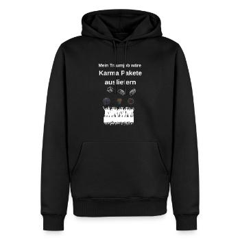 Karma Spruch - Männer Premium Bio Hoodie - Schwarz - Vorne - Nico (187cm)