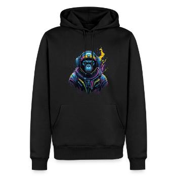 monkey cosmonaut - Männer Premium Bio Hoodie - Schwarz - Vorne - Nico (187cm)