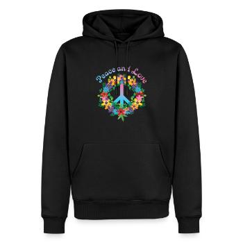 Peace and love - Männer Premium Bio Hoodie - Schwarz - Vorne - Nico (187cm)
