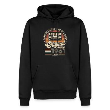 Nées en 1961 anniversaire 1961 Vintage 1961 - Sweat à capuche Premium bio Homme - noir - Devant - Nico (187cm)