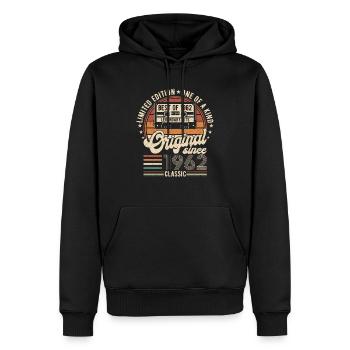 Jahrgang 1962 Geburtstag 1962 Jahrgang 1962 - Männer Premium Bio Hoodie - Schwarz - Vorne - Nico (187cm)
