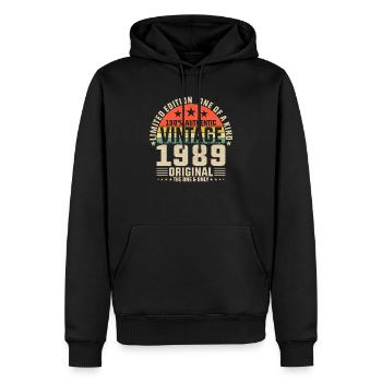 1989 Geburtstagsgeschenk 1989 Jahrgang 1989 Geschenk - Männer Premium Bio Hoodie - Schwarz - Vorne - Nico (187cm)