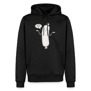 Weiss wuascht is - Spruch Wurst Lustige Weißwurst - Männer Premium Bio Hoodie - Schwarz - Vorne - Nico (187cm)