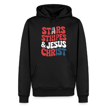 Amerikanischer Gläubiger Christ July 4th Jesus - Männer Premium Bio Hoodie - Schwarz - Vorne - Nico (187cm)