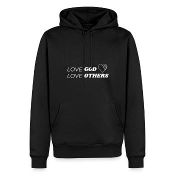 Aimer Dieu aimer les autres Jésus-Christ - Sweat à capuche Premium bio Homme - noir - Devant - Nico (187cm)