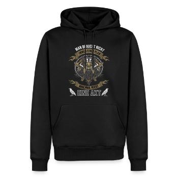 Wikinger Krieger Nordmann Axt Valhalla Nordmänner - Männer Premium Bio Hoodie - Schwarz - Vorne - Nico (187cm)