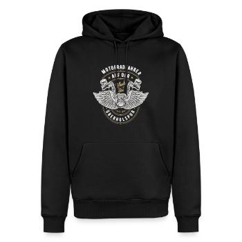Motorrad Biker Motorradfahrer bike Rocker Rentneur - Männer Premium Bio Hoodie - Schwarz - Vorne - Nico (187cm)