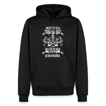 Wikinger Krieger Nordmann Axt Valhalla Nordmänner - Männer Premium Bio Hoodie - Schwarz - Vorne - Nico (187cm)