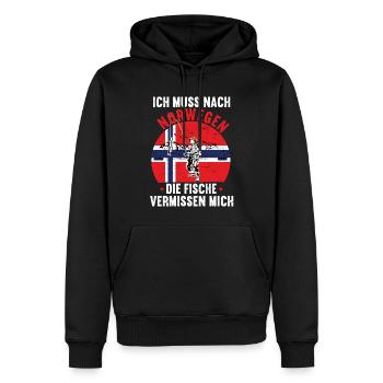 Ich muss nach Norwegen Angeln Angler Fischen Fisch - Männer Premium Bio Hoodie - Schwarz - Vorne - Nico (187cm)