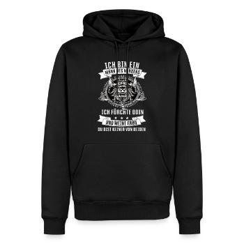Wikinger Krieger Nordmann Axt Valhalla Nordmänner - Männer Premium Bio Hoodie - Schwarz - Vorne - Nico (187cm)